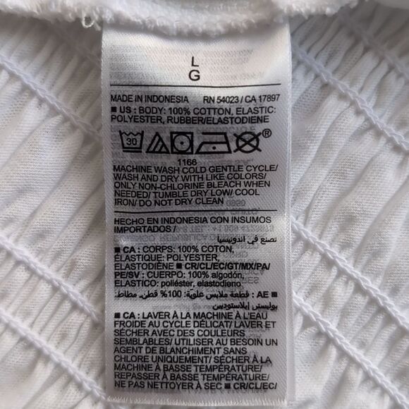 White 💯 cotton Smocked tank size L - Picture 4 of 7